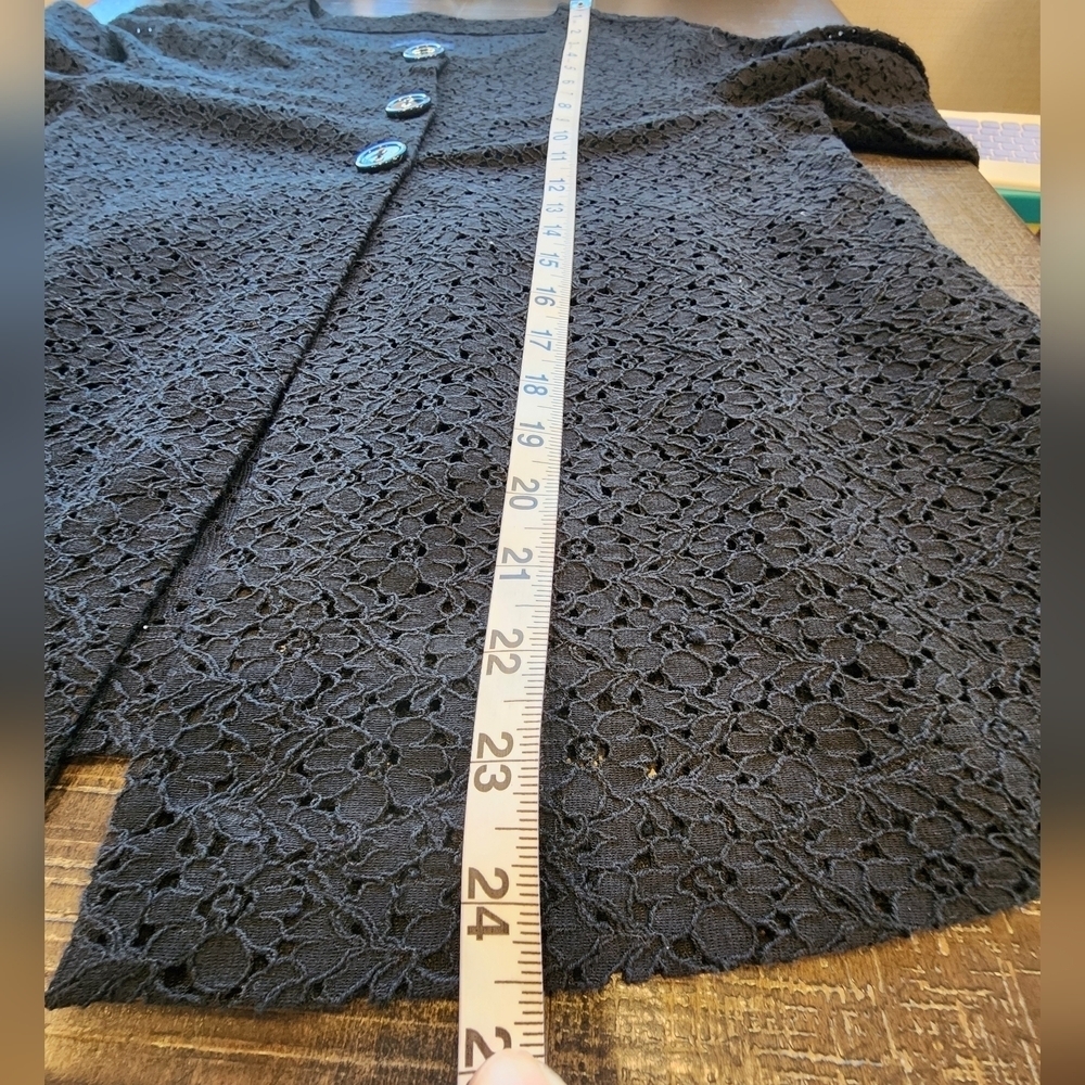 WESTBOUND BLACK Eyelet Button-Up CARDIGAN - Picture 7 of 9